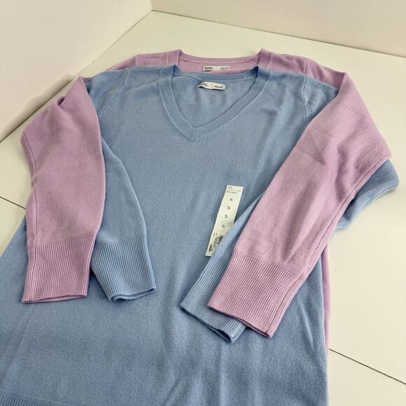 2 Croft & Barrow The Extra Soft V Neck Sweater Long Sleeves Prple Blue Womens S - Picture 1 of 4